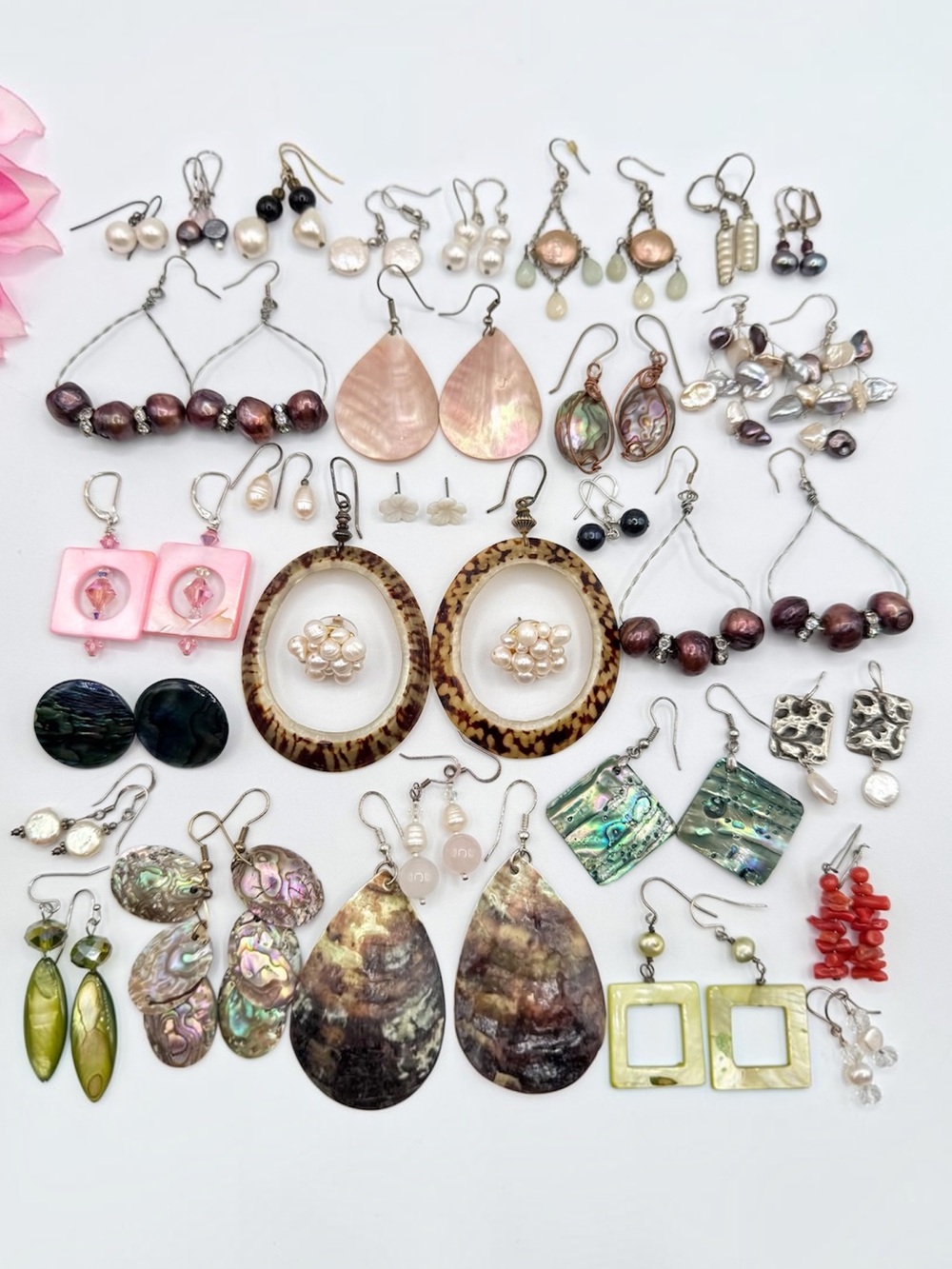 Abalone Pearl MOP Shell Earring Lot Mermaidcore Beachy Sirencore Vaca 30 Pair